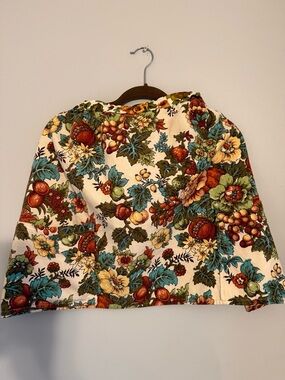 Floral Fruit Print Apron in Cream, Teal, Green & Red
